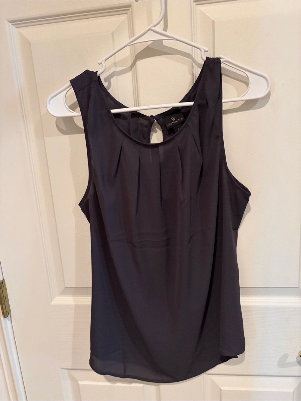 Worthington Dark gray Pleated Neck Sleeveless Camisole